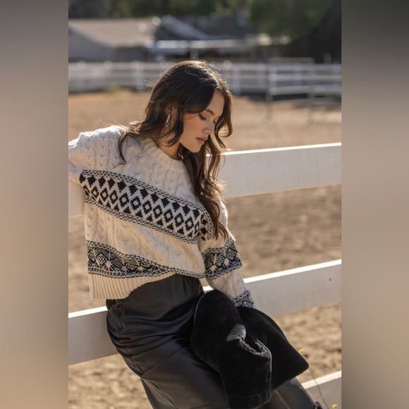 Line & Dot Montana Faire Isle Sweater Cream/Black - Picture 10 of 16